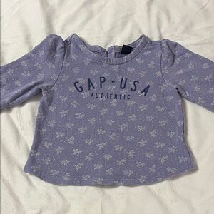 GAP Purple Long-Sleeve Tee with White Floral Print